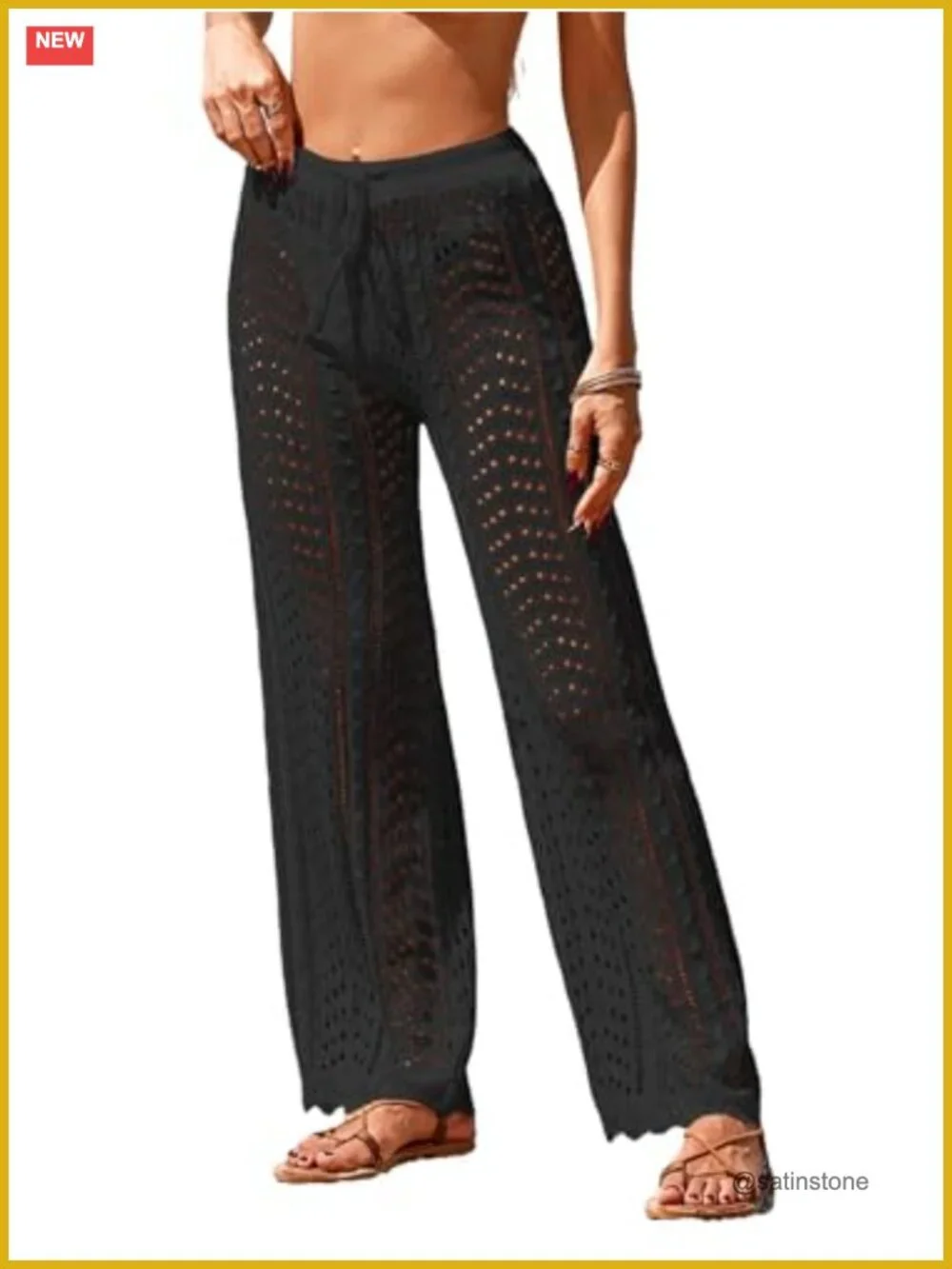Crochet Beach Cover Up Pants - High Rise Flare Leg